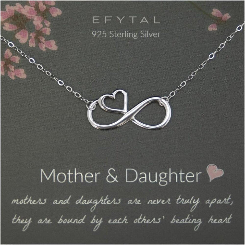 Mother Daughter Necklace Sterling Silver or 14K Gold Infinity Heart Jewelry